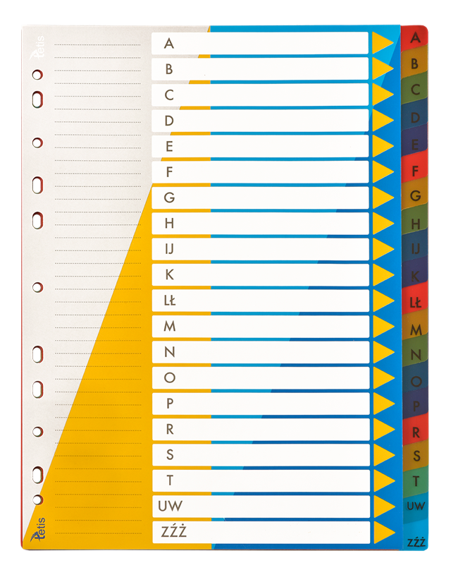 tetis przekładki alfabetyczne a4 297*210/a-z/ bp631-az