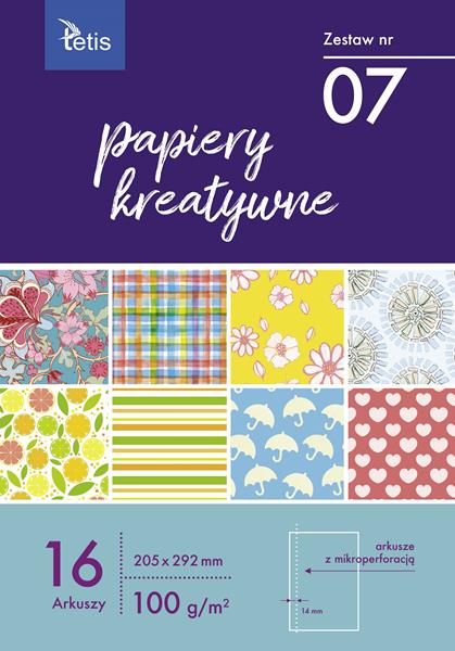TETIS PAPIERY A4 KREATYWNE 16ARK. NR.07 KB030-07 205*292MM 100G/M2