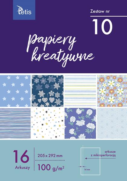 TETIS PAPIERY A4 KREATYWNE 16ARK. NR.10 KB030-10 205*292MM 100G/M2