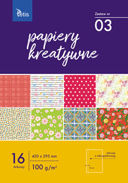 TETIS PAPIERY A3 KREATYWNE 16ARK. NR.03 KB031-03 420*295MM 100G/M2