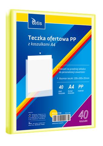 TETIS TECZKA OFERTOWA A4 PP 40 KOSZULEK ŻÓŁTA BT630-Y40