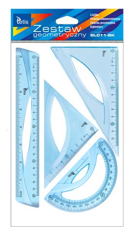 TETIS ZESTAW GEOMETRYCZNY LINIJKA 20CM  NIEBIESKI BL011-BK /30/