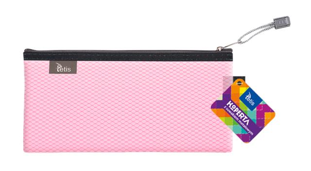 TETIS KOPERTA DL Z SUWAKIEM METALOWYM   RÓŻOWA 24x12cm A`1 BT609-R