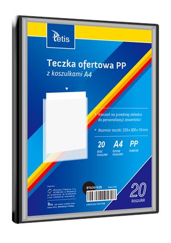 TETIS TECZKA OFERTOWA A4 PP 20 KOSZULEK CZARNA BT630-V20