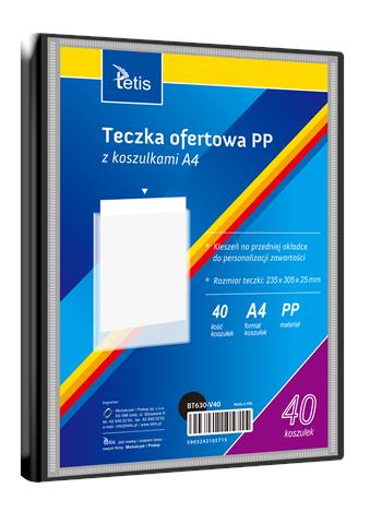 TETIS TECZKA OFERTOWA A4 PP 40 KOSZULEK CZARNA BT630-V40