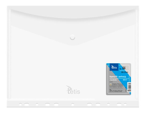 TETIS KOPERTA A4 PP NA ZATRZASK TRANSPARENTNA Z PERFORACJĄ /6/ BT614-T
