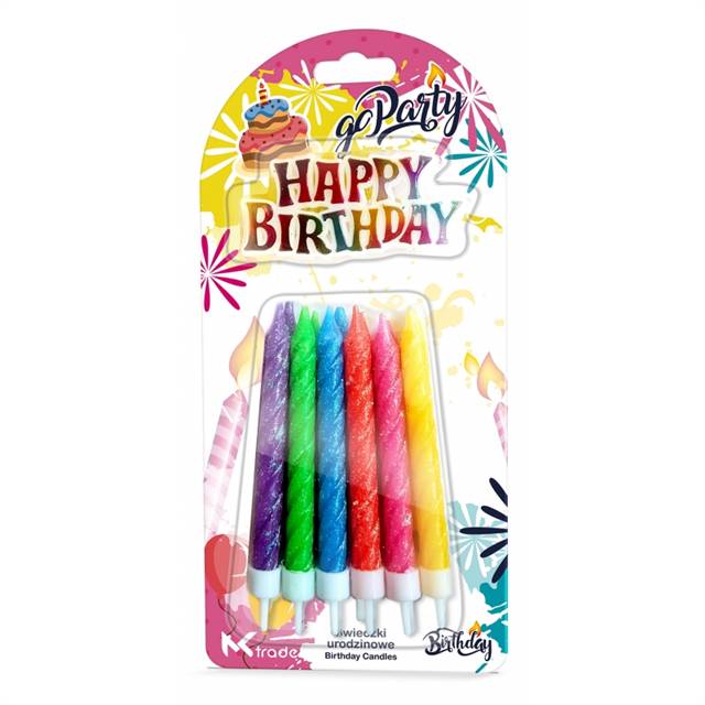 MK TRADE ŚWIECZKA URODZINOWA A'12 KOLOROWE GRUBE BROKAT  SH-293