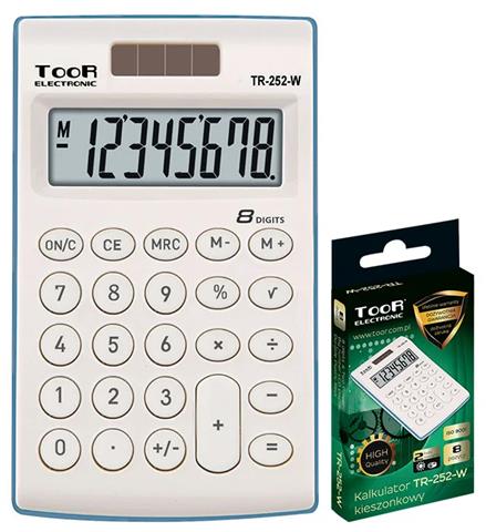 KW TOOR KALKULATOR TR-252-W 8 POZ. 2 TYPY ZASILANIA 6108 KW TRADE