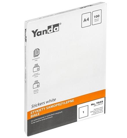 ETYKIETA SAMOPRZYLEPNA 210x297MM 100szt Y030 YANDA