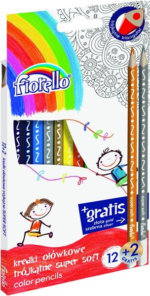FIORELLO KREDKI OŁÓWKOWE 12 KOLORÓW + 2 GRATIS SUPER SOFT KW TRADE 170-2150 /12/