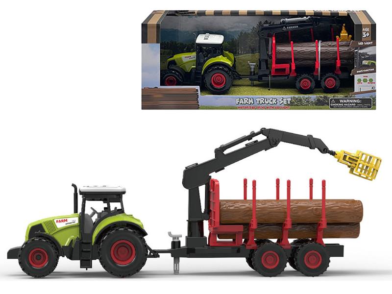 traktor z przyczepą z drewnem światło, dźwięk 003444 czapska