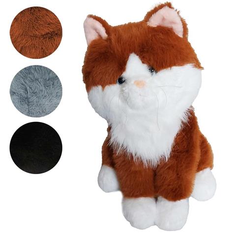 KOT PLUSZOWY SIEDZĄCY 35CM 3 KOL. CZARNY, SZARY, BRĄZOWY 011716 CZAPSKA