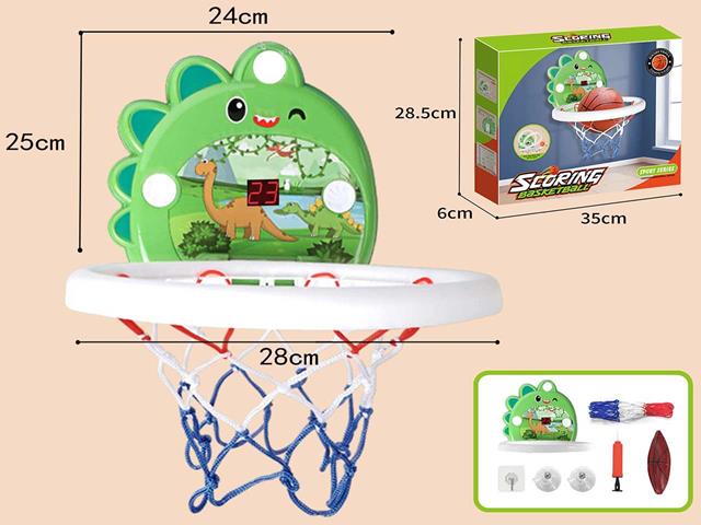 ZESTAW DO KOSZYKÓWKI DINO: TABLICA NA PRZYSSAWKI Z LICZNIKIEM 28X25CM 011801 CZAPSKA