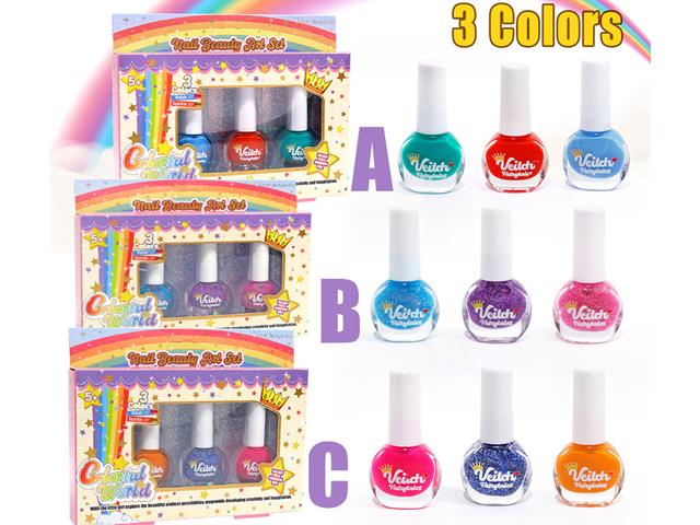 ZESTAW DO LAKIEROWANIA PAZNOKCI 3 KOLORY  3 RODZAJE 012873 CZAPSKA