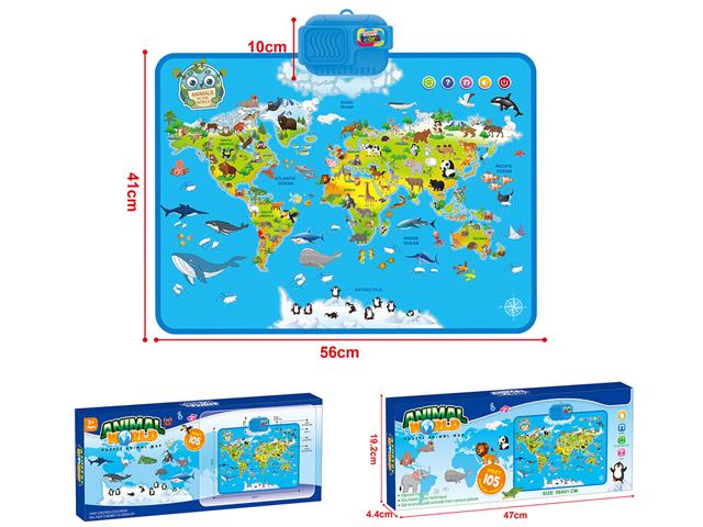 INTERAKTYWNA MAPA ZWIERZĄT ŚWIATA 56X41CM CZAPSKA