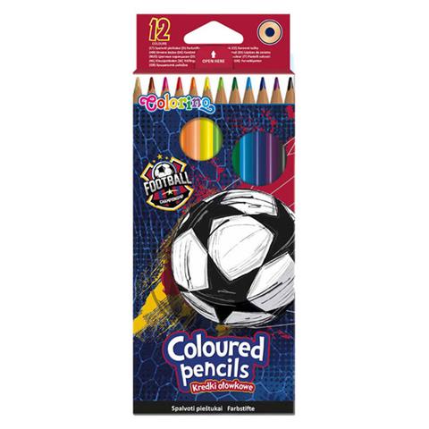 COLORINO KREDKI OŁÓWKOWE 12 KOLORÓW TRÓJKĄTNE FOOTBALL 21726PTR PATIO /12/