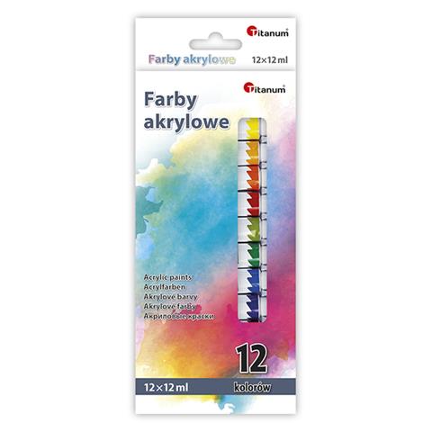 TITANUM FARBY AKRYLOWE 12KOLORÓW 12ML TUBA