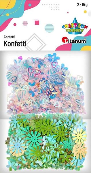 titanum konfetti mix wzorów białe, zielone 2x15g 612853