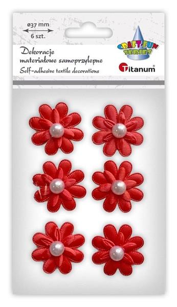 titanum dekoracje materiałowe a'6 kwiaty czerwone z perełką 615500