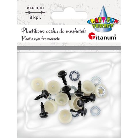 TITANUM OCZY DO MASKOTEK SREBRNE 10MM*/8KPL