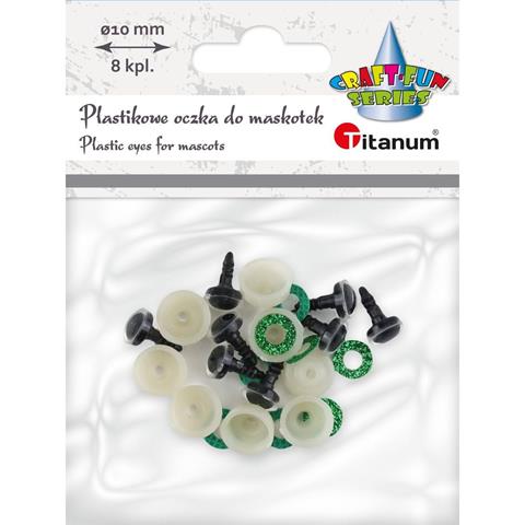 TITANUM OCZY DO MASKOTEK ZIELONE 10MM*/8KPL