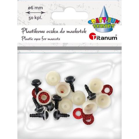 TITANUM OCZY DO MASKOTEK CZERWONE 10MM*/8KPL