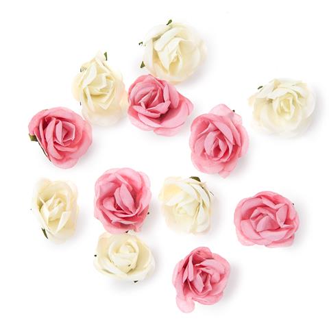 dp craft kwiaty papierowe róże kremowe, łososiowe 12szt cekp-089