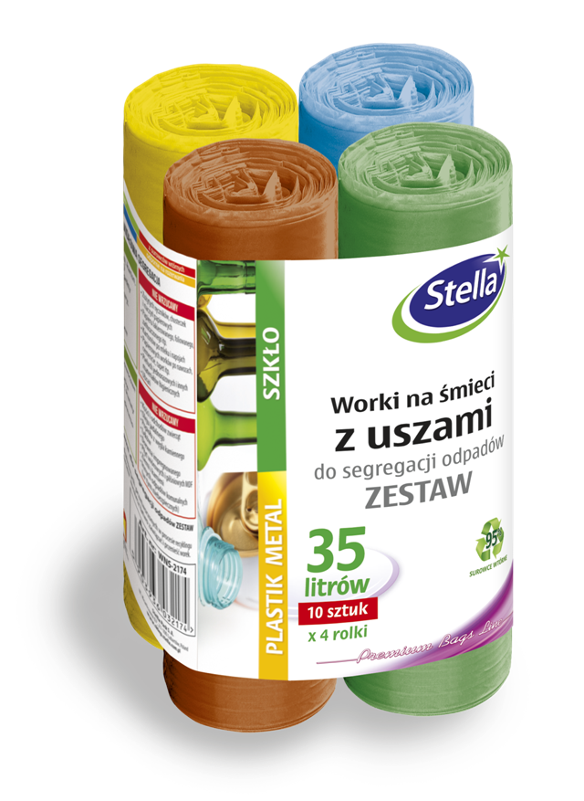 STELLA WORKI NA ŚMIECI A'4 35L/10SZT Z USZAMI DO SEGREGACJI ODPADÓW ZESTAW WNS-2174 /9/