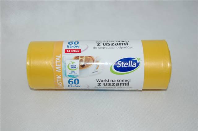 STELLA WORKI NA ŚMIECI 60L/14SZT/PLASTIK,METAL/ Z USZAMI DO SEGREGACJI ODPADÓW WNS-5144 /20/