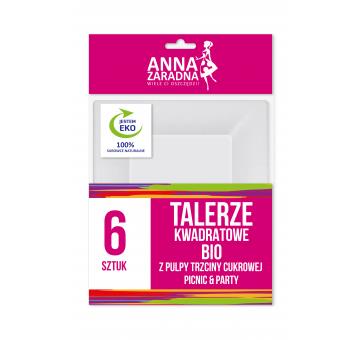 ANNA ZARADNA KONF.TALERZE KWADRATOWE 6SZT Z PULPY TRZCINY CUKROWEJ AP-9111 SARANTIS