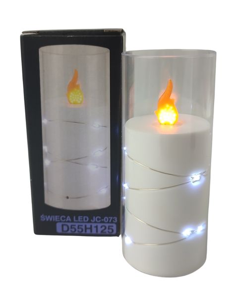 GRANDE ŚWIECA LED D55 H125MM JC-073     BIAŁA ŻÓŁTY PŁOMIEŃ /6/