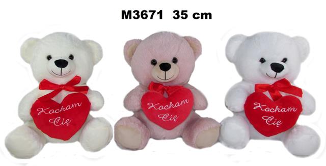 SUNDAY MIŚ Z SERCEM 3 KOL. 35CM M3671 WALENTYNKA