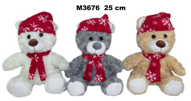 SUNDAY MIŚ W CZAPCE I SZALIKU 3KOL. 25CMM36766 GWIAZDKA