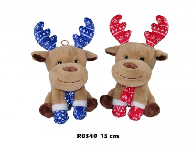 SUNDAY RENIFER W SZALIKU 15CM R0322 GWIAZDKA