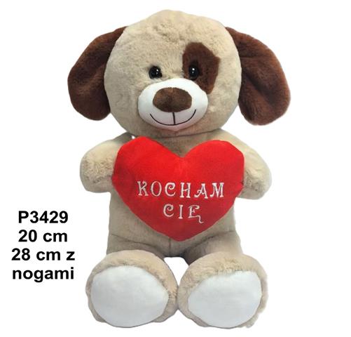 SUNDAY PIES Z SERCEM 20CM P3429  WALENTYNKA