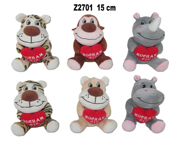 SUNDAY ZWIERZĘTA Z SERCEM 15CM 6 WZORÓW Z2701 WALENTYNKA