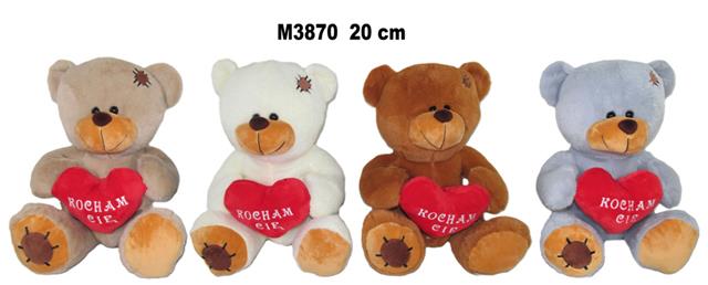 SUNDAY MIŚ Z SERCEM 20CM 4 KOL. M3870 WALENTYNKA