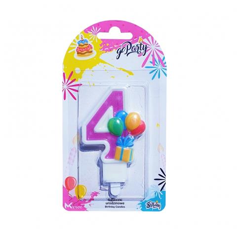 mk trade świeczka urodzinowa sf-907-4 cyfra 4 balony