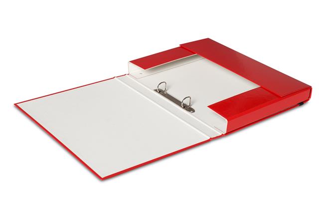 VAUPE TECZKA A4 BOX Z MECHANIZMEM RINGOWYM 4CM CZERWONA Z GUMKĄ