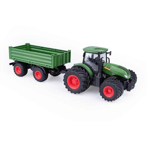 agro traktor zielony z przyczepą na pilota ht50297 dumel