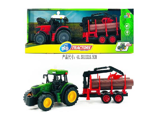 BIGTOYS TRAKTOR Z PRZYCZEPĄ DREWNO ŚWIATŁO,DŹWIĘK BA0164