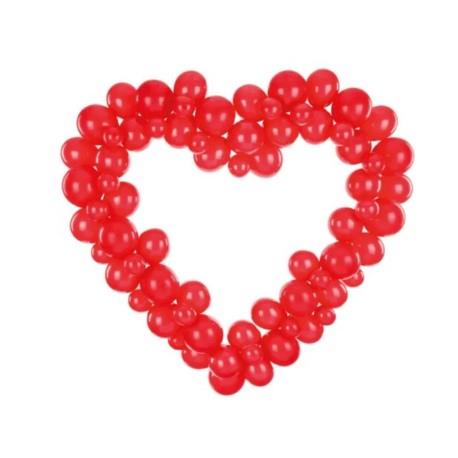 GIRLANDA BALONOWA ZE STELAŻEM SERCE, CZERWONY, 160 CM PARTYDECO