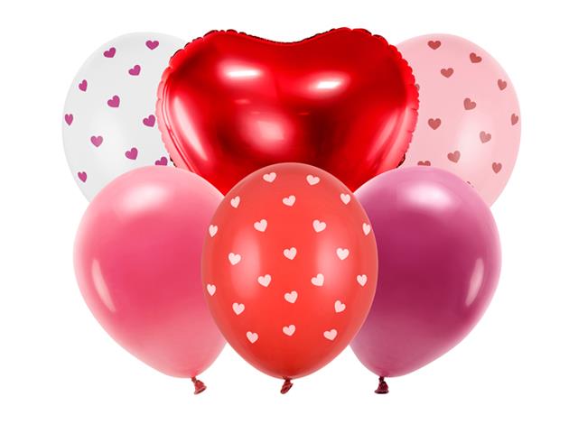 Zestaw balonów Be mine valentine, mix: 1op./6szt. PARTYDECO
