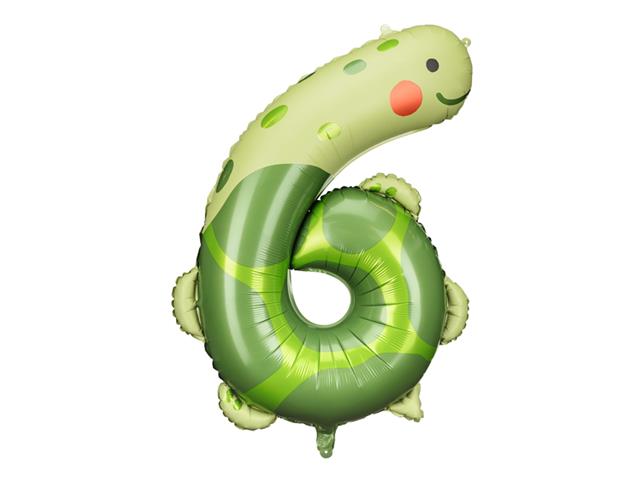Balon foliowy Cyfra 6 - Żółw, 75x96 cm, mix PARTYDECO