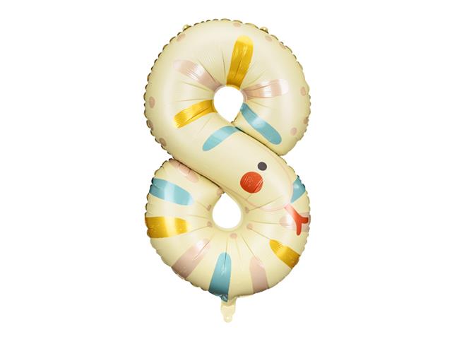Balon foliowy Cyfra 8 - Wąż, 55x88 cm, mix PARTYDECO