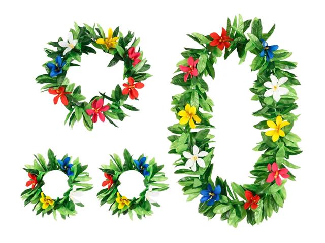 ZESTAW HAWAJSKI, ZIELONY, ROZMIAR UNIWERSALNY PARTYDECO