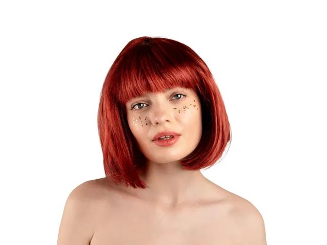 PERUKA KLEOPATRA, TRUSKAWKOWY RÓŻ PARTYDECO