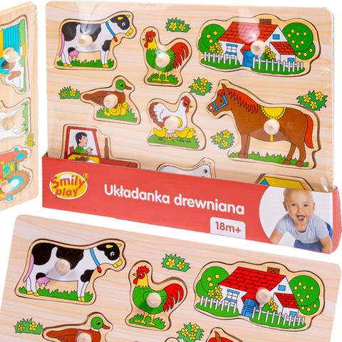 SMILY PLAY UKŁADANKA DREWNIANA FARMA UCHWYTY 12/24