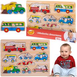 SMILY PLAY UKŁADANKA DREWNIANA POJAZDY UCHWYTY 12/24