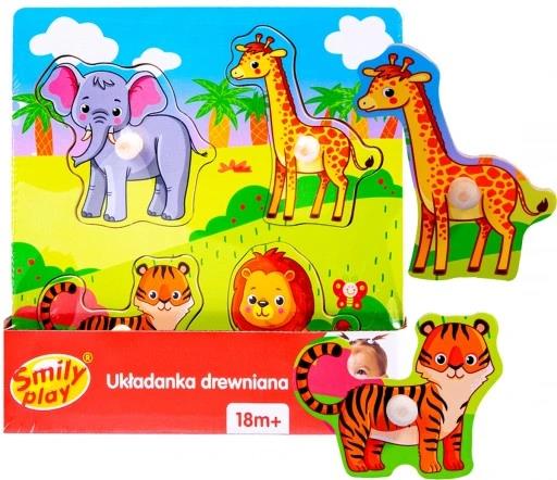 SMILY PLAY UKŁADANKA DREWNIANA ZOO UCHWYTY12/24 ANEK-